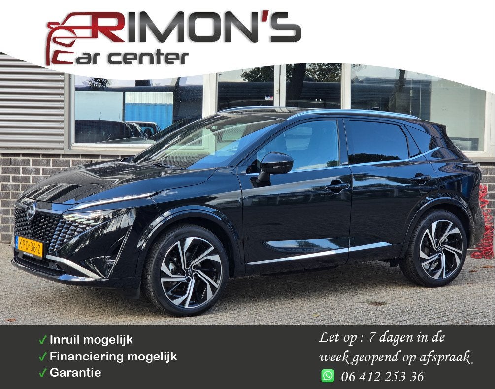 Nissan Qashqai 1.3 MHEV Tekna Plus 360 Camera Pano Incl Btw, Auto's, 4 cilinders, Automatische klimaatregeling, Zwart, Bedrijf