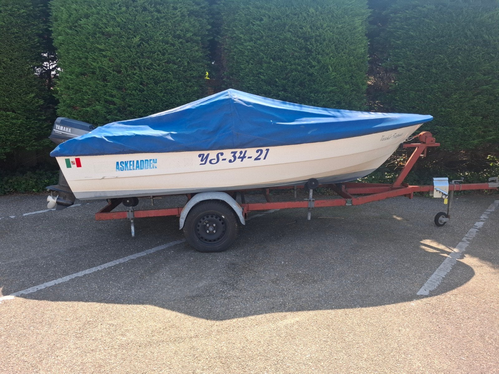 Askeladden 430 met Yamaha 25pk autolube en trailer, Ophalen, Gebruikt, Met afstandsbediening, 5 m