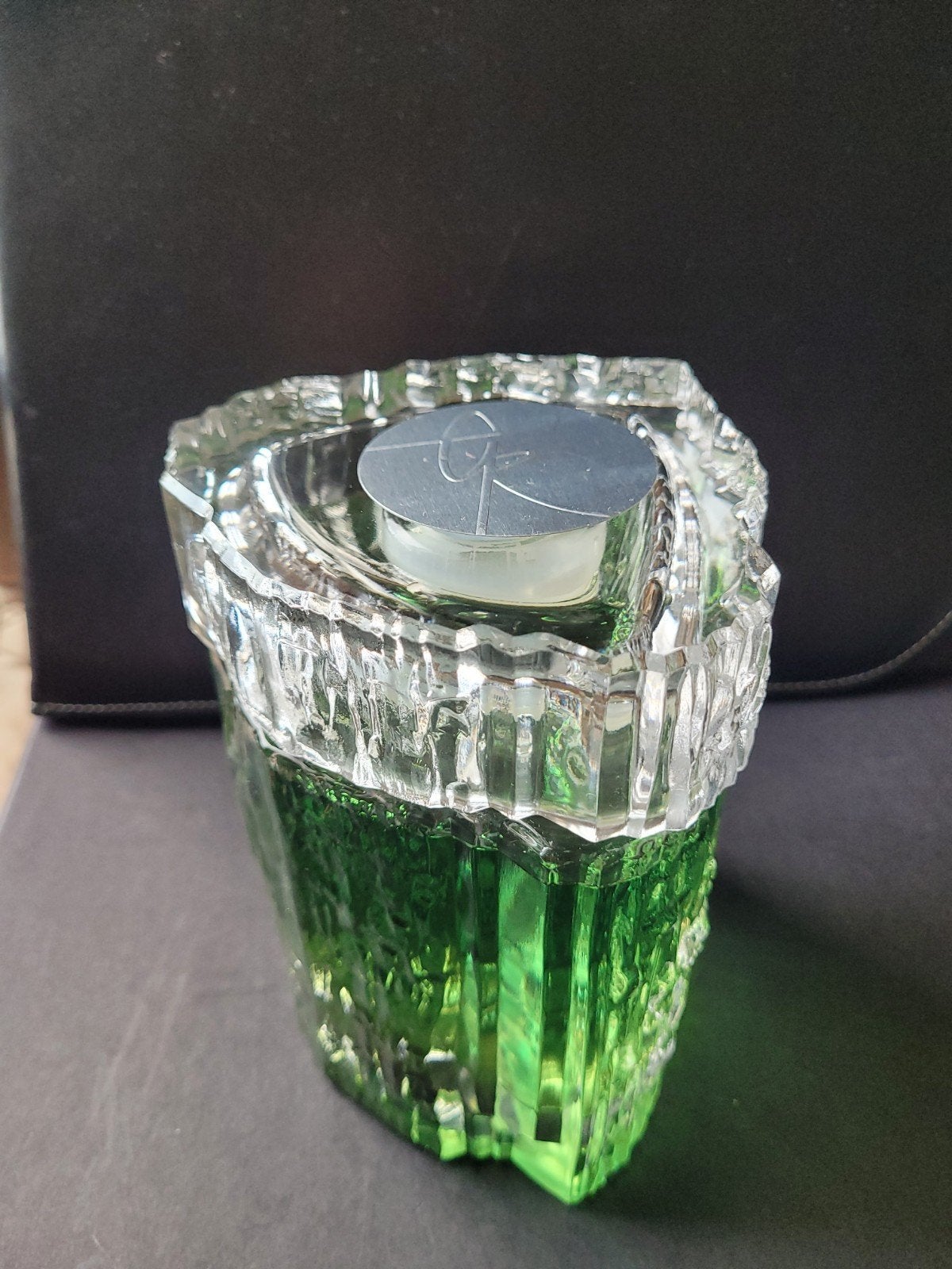 Vintage Houbigant France HP Groen Glas Parfumfles, Ophalen of Verzenden, Nieuw, Parfumfles, Gevuld
