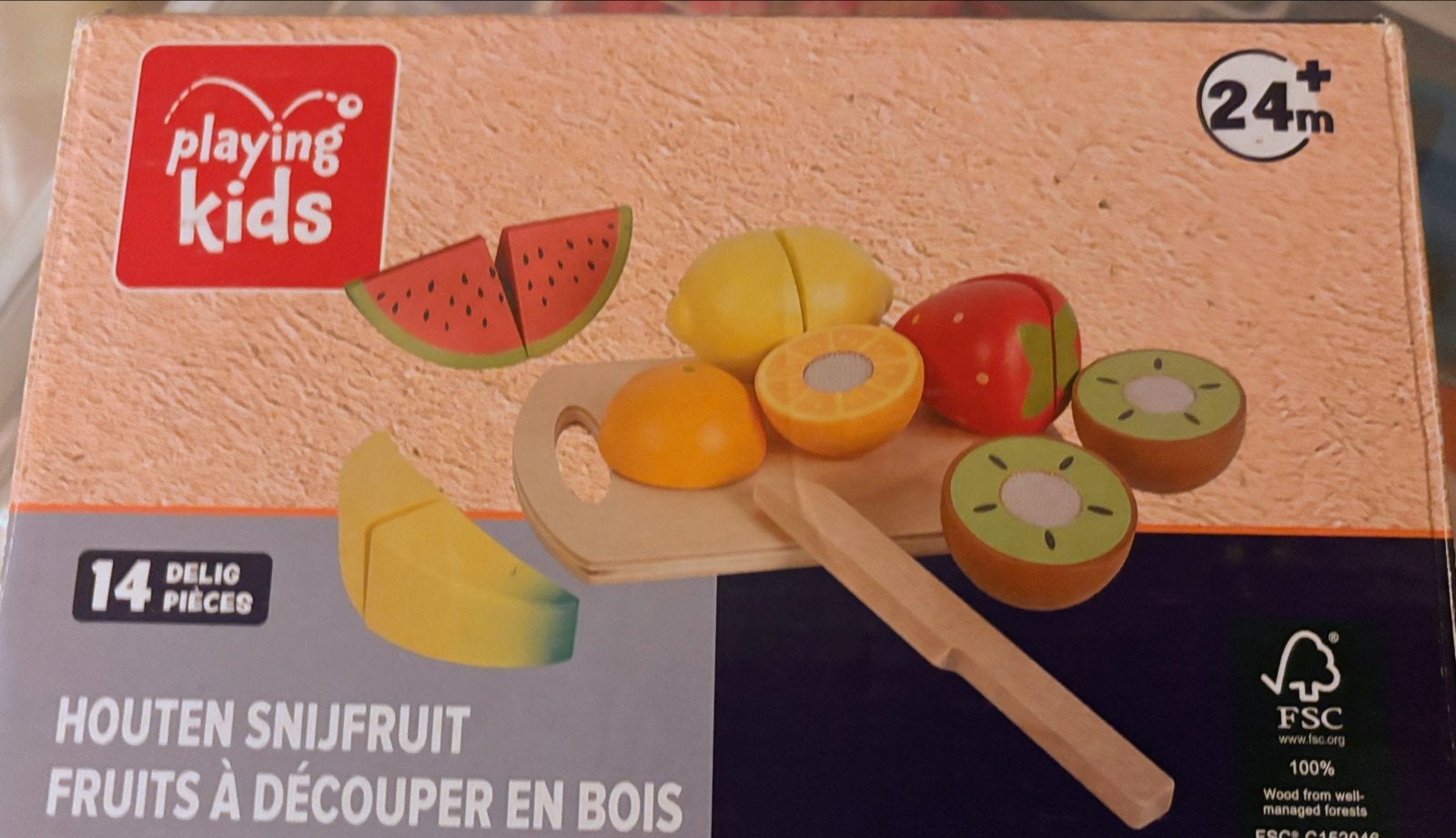 Playing Kids Houten Snijfruit Set - 14 Delig, Ophalen, Zo goed als nieuw, Overige typen