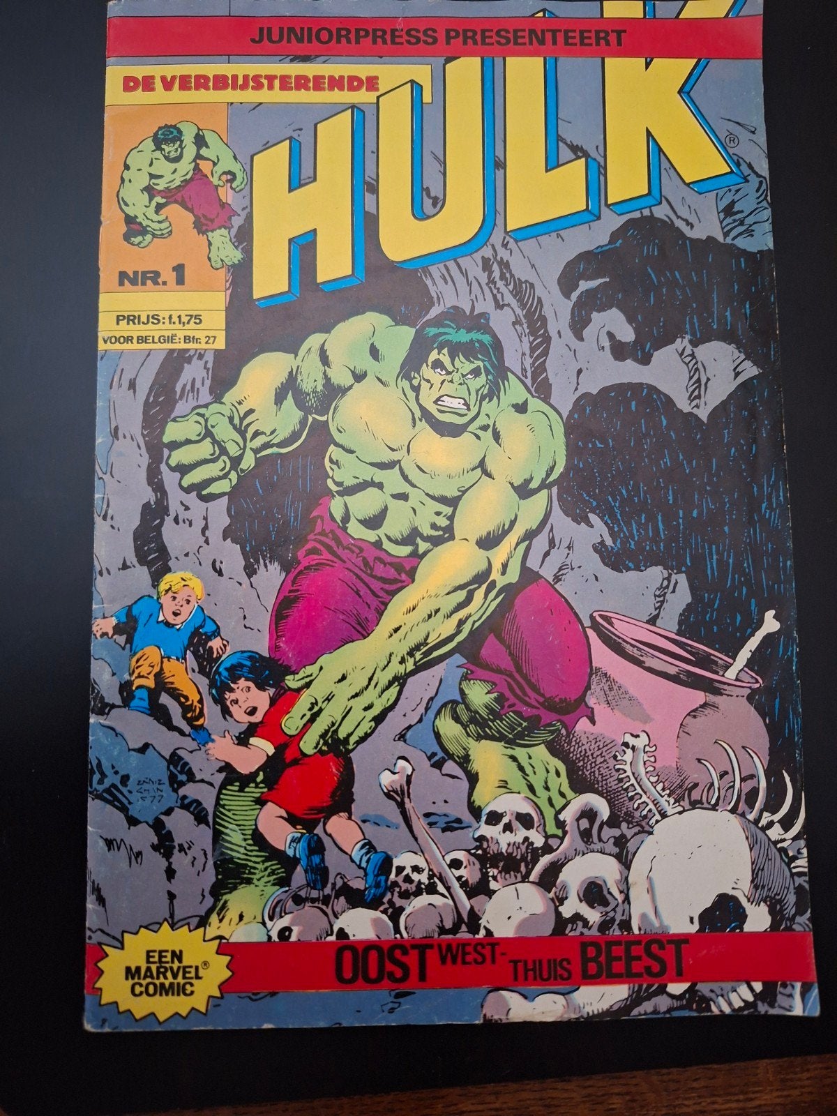 De Verbazende Hulk Nr. 1 - Juniorpress (Gebruikt, Compleet), Boeken, Gelezen, Stan Lee, Eén stripboek, Ophalen of Verzenden