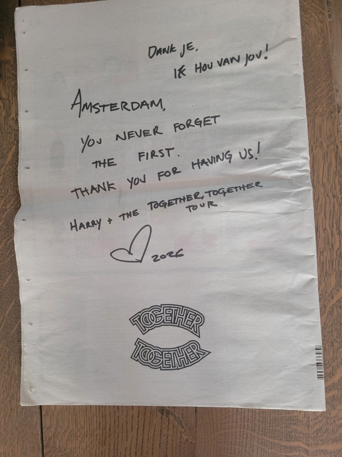 Harry Styles - Het Parool, Ophalen of Verzenden, Zo goed als nieuw, Krant