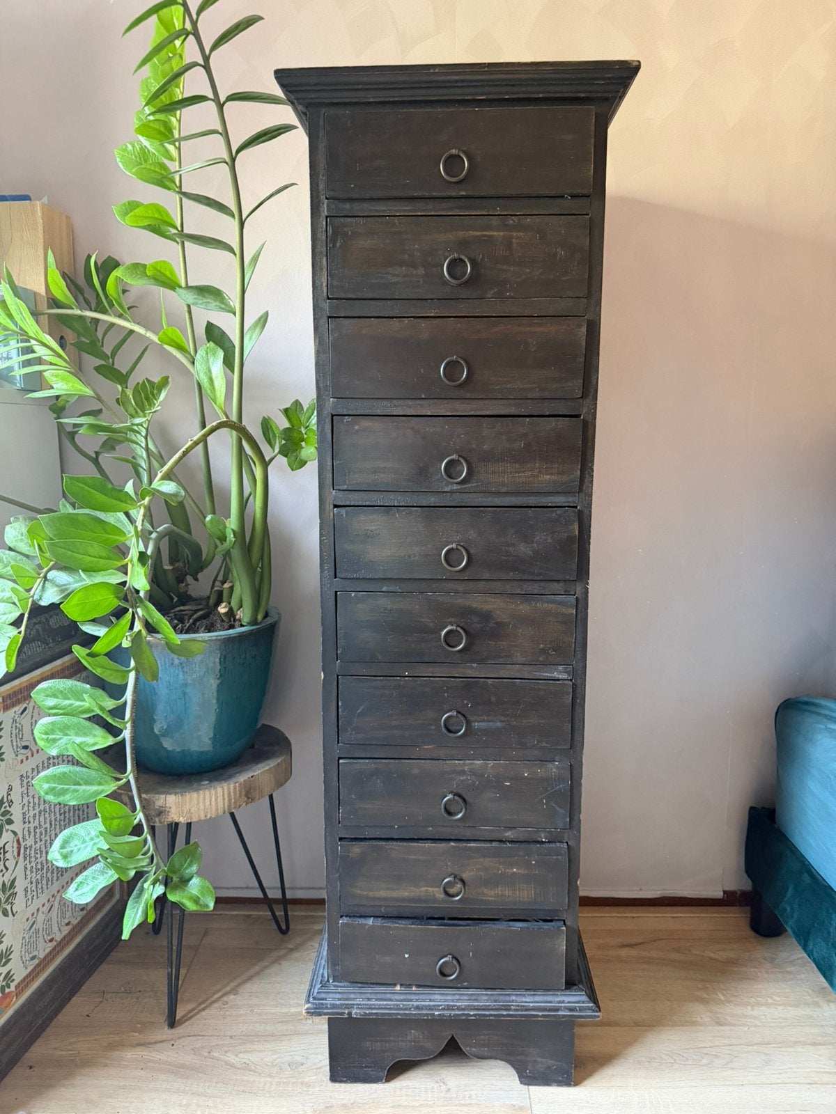 Prachtige vintage massief houten (apothekers) ladekast, Huis en Inrichting, Gebruikt, 5 laden of meer, Grenenhout, 25 tot 50 cm