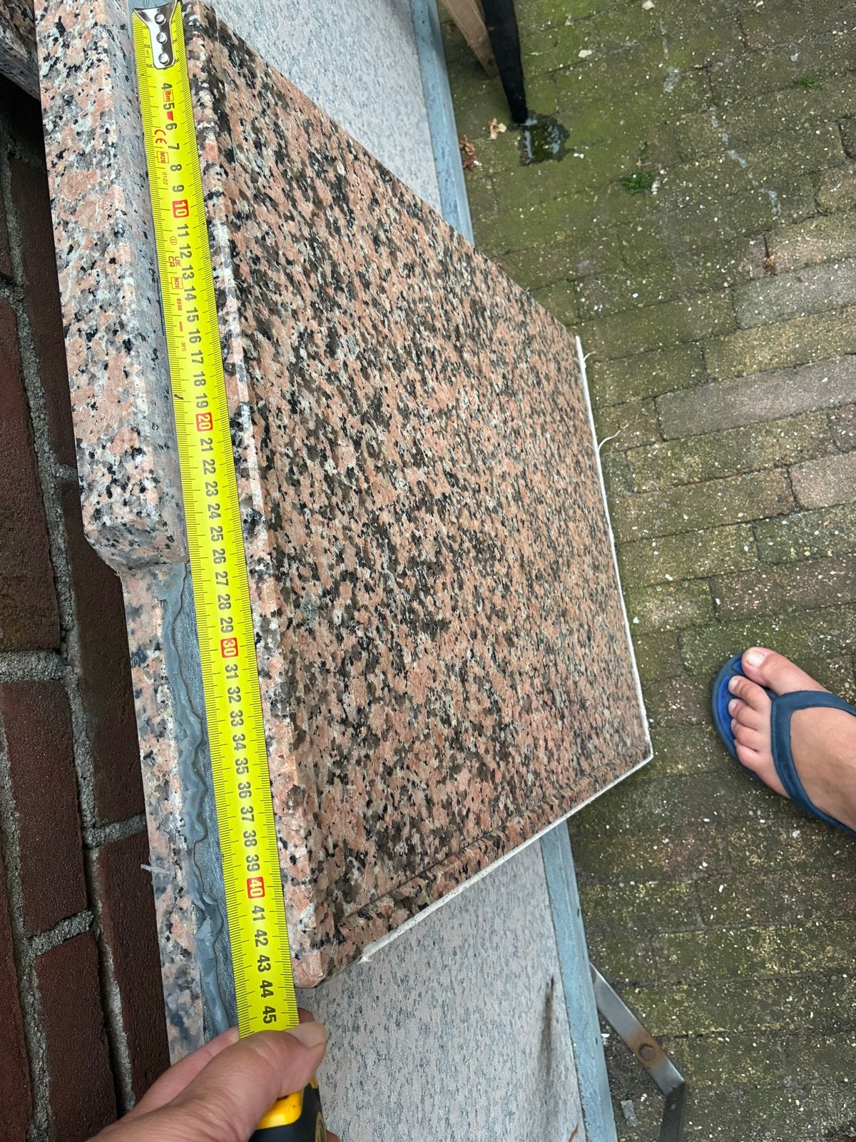 Granieten keukenblad met spoelbakken, Huis en Inrichting, Gebruikt, Bruin, Overige typen, Graniet of Steen