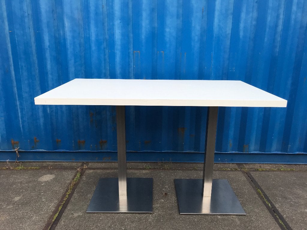 Statafel - Bartafel met dubbel rvs onderstel 180/100 - 113 h, Ophalen, Zo goed als nieuw