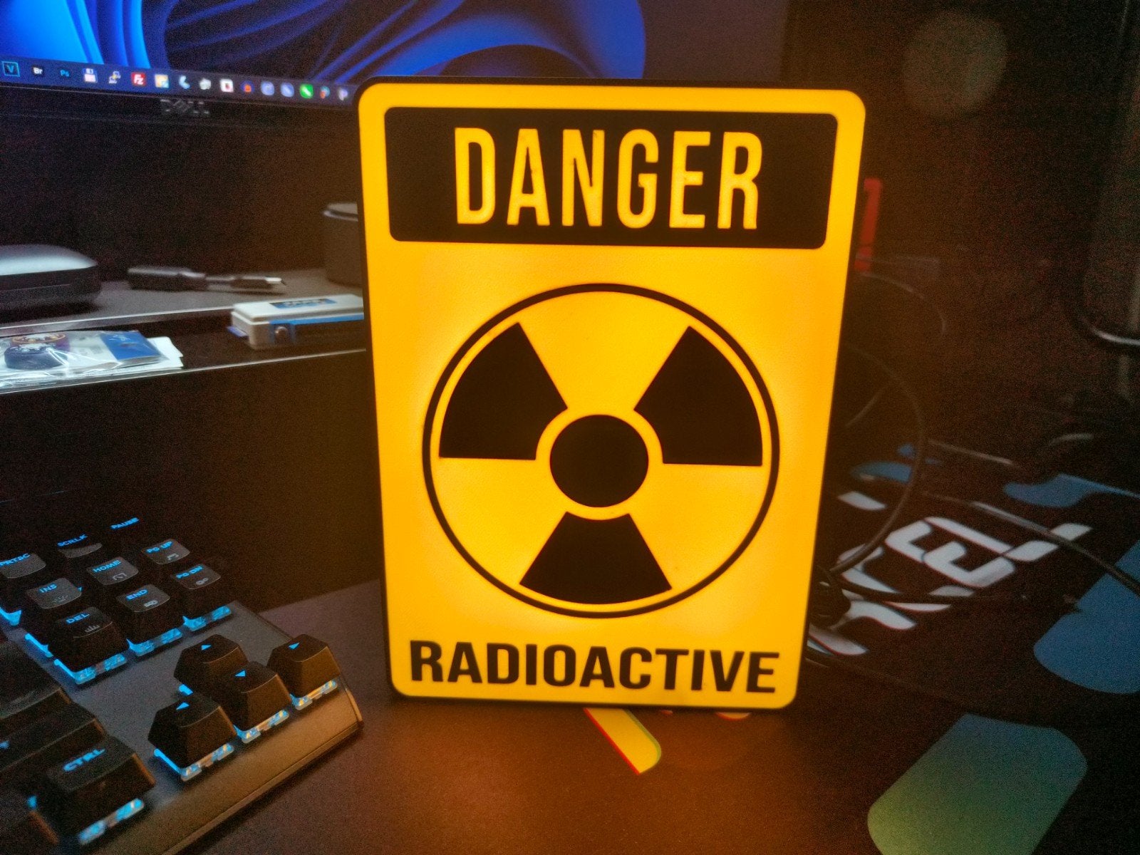 Danger Radioactief Lichtbak - Unieke Decoratie, Overige stijlen, Kunststof, Ophalen of Verzenden, Zo goed als nieuw