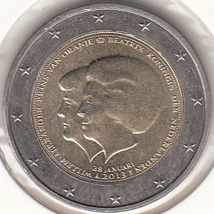 Nederland 2 euro Dubbelportret 2013 UNC in munthouder, Postzegels en Munten, Munten | Nederland, Verzenden, Koningin Beatrix, Euro's