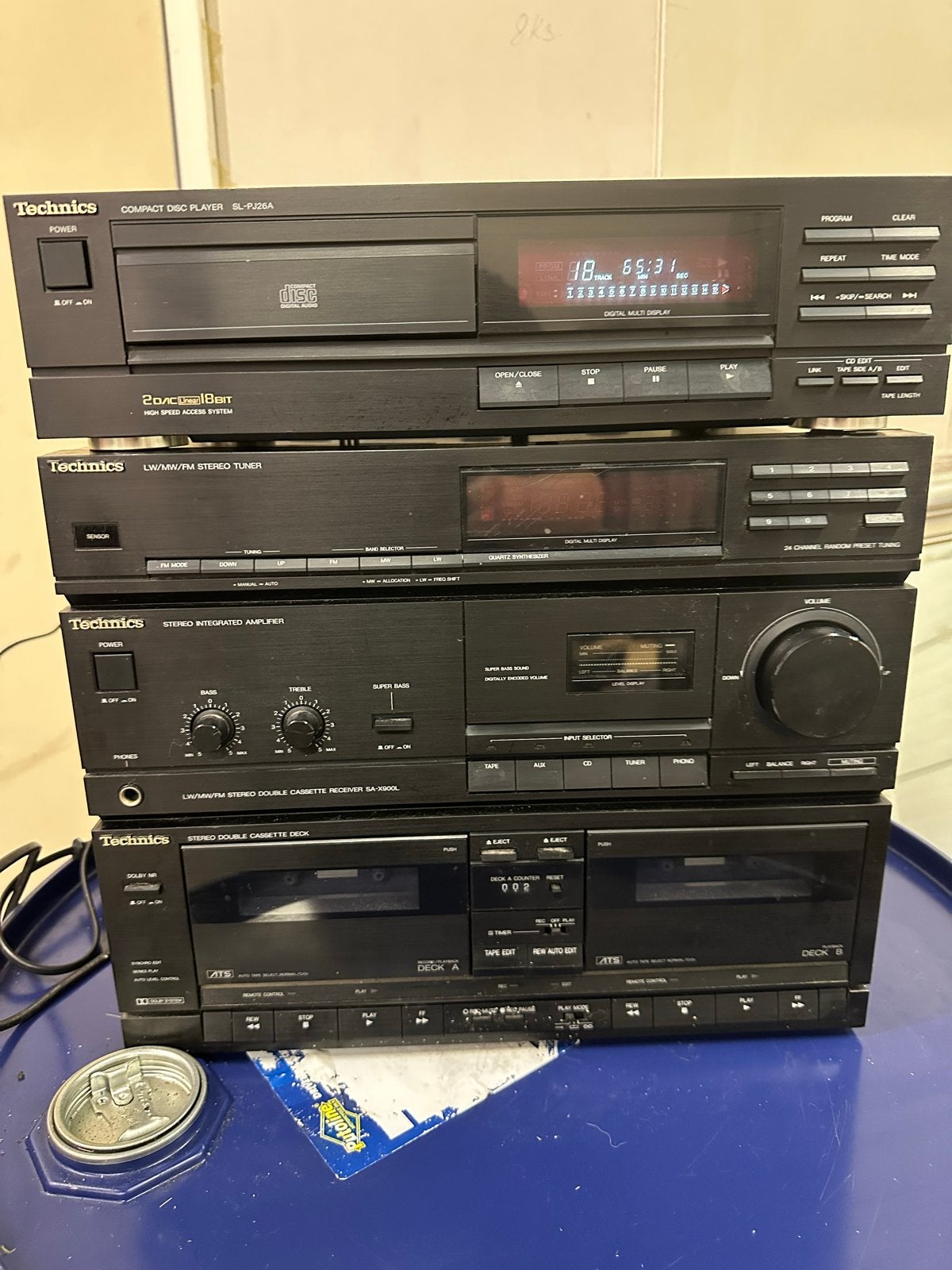 Technics Hifi Set: CD-speler, Tuner, Versterker, Dubbel Cass, Gebruikt, Cassettedeck, Losse componenten, Ophalen