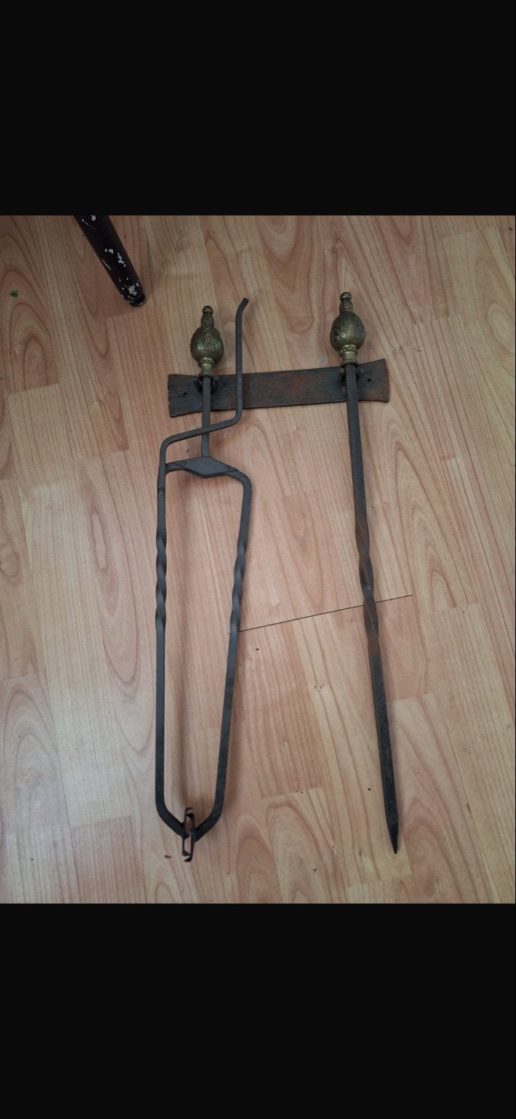 Antieke haardset met tang en pook, Ophalen of Verzenden