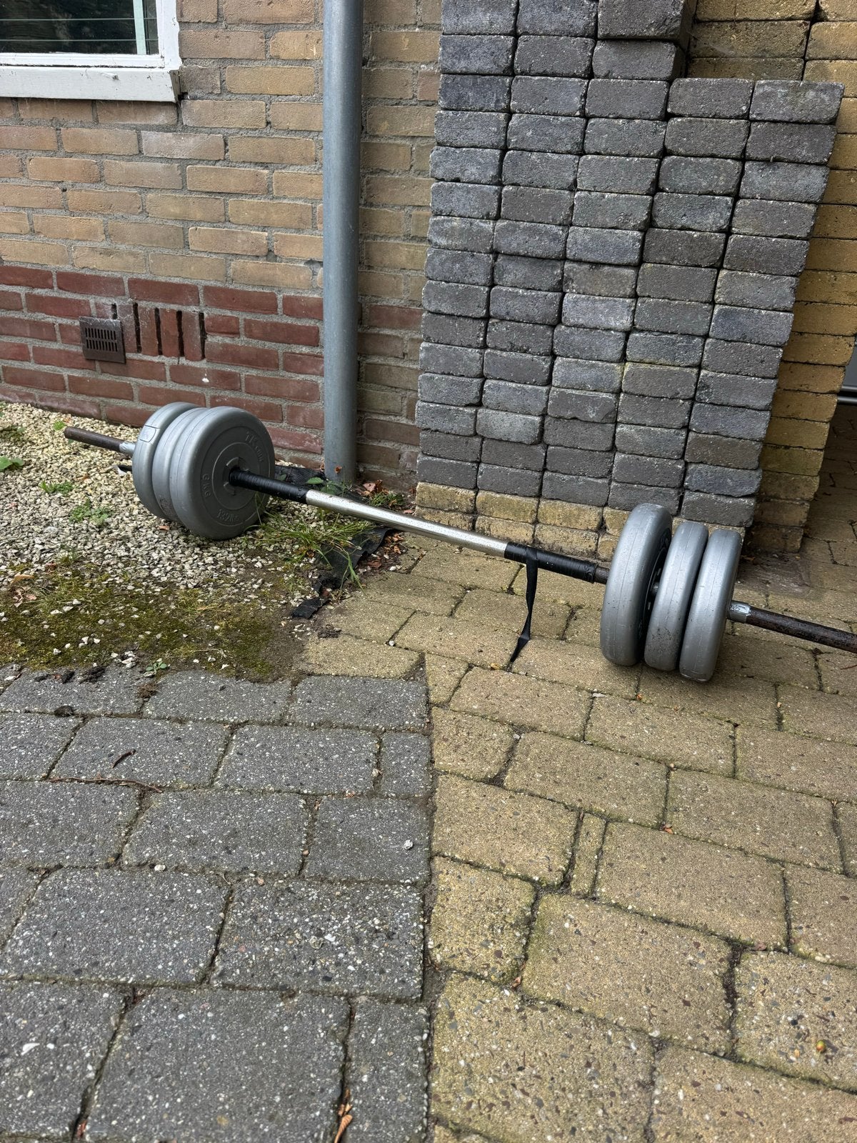 Barbell met schijven ca 28 kg, Ophalen, Gebruikt, Armen, Halterset