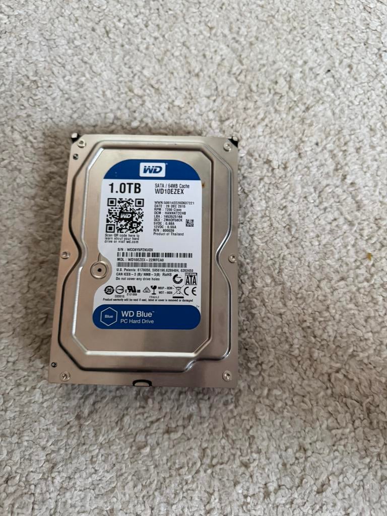 1TB Harde schijf - WD10EZEX, Ophalen of Verzenden, Zo goed als nieuw, Desktop