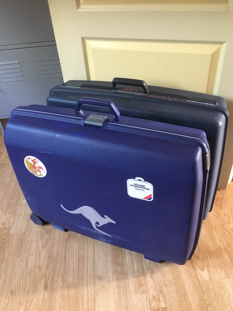 Reiskoffer 2 Stuks groot rijbaar, Wieltjes, Gebruikt, Hard kunststof, 45 tot 55 cm