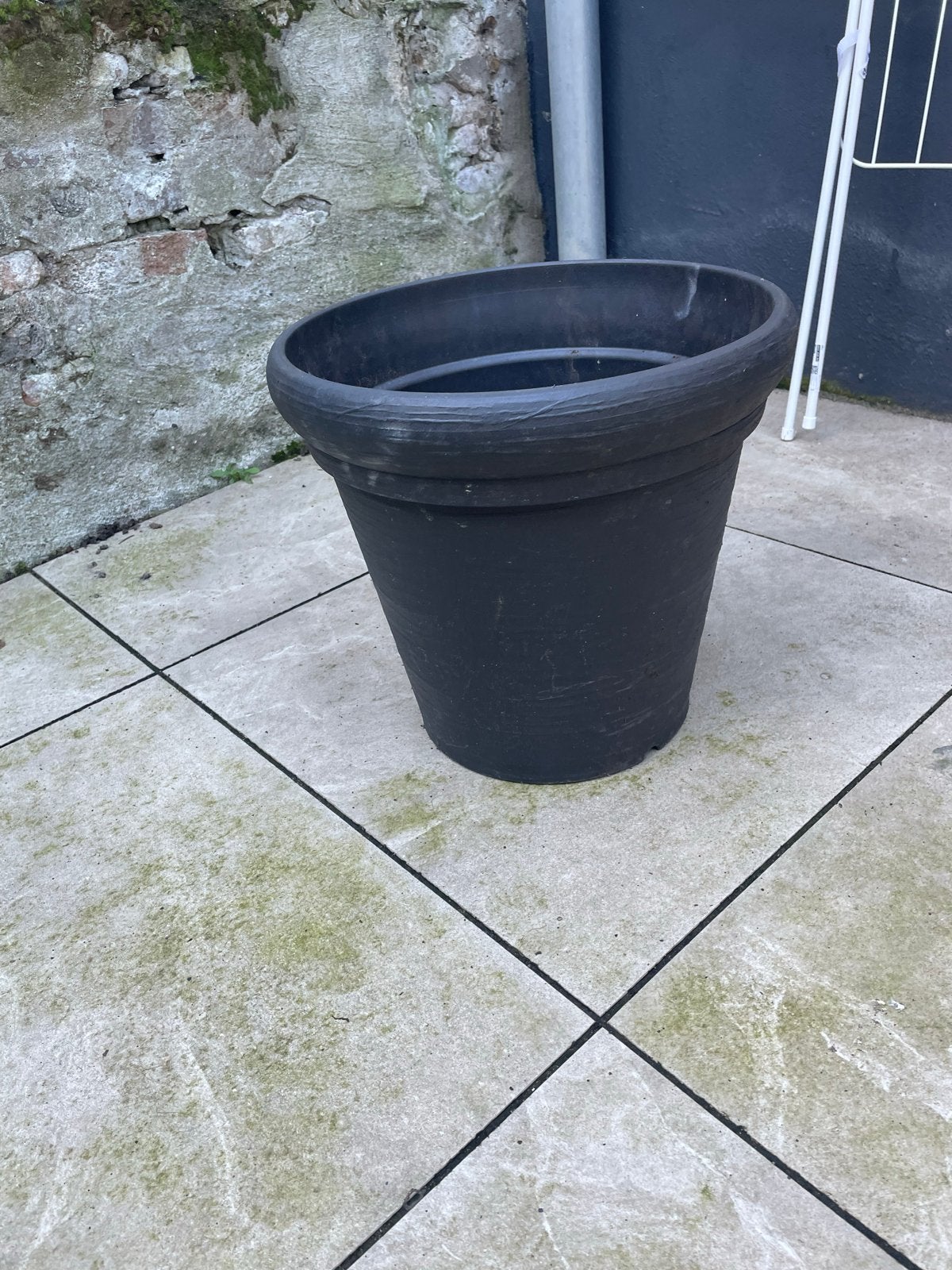 Zwarte kunststof bloempot - Gebruikt, Ophalen, Kunststof, Gebruikt, 40 cm of meer