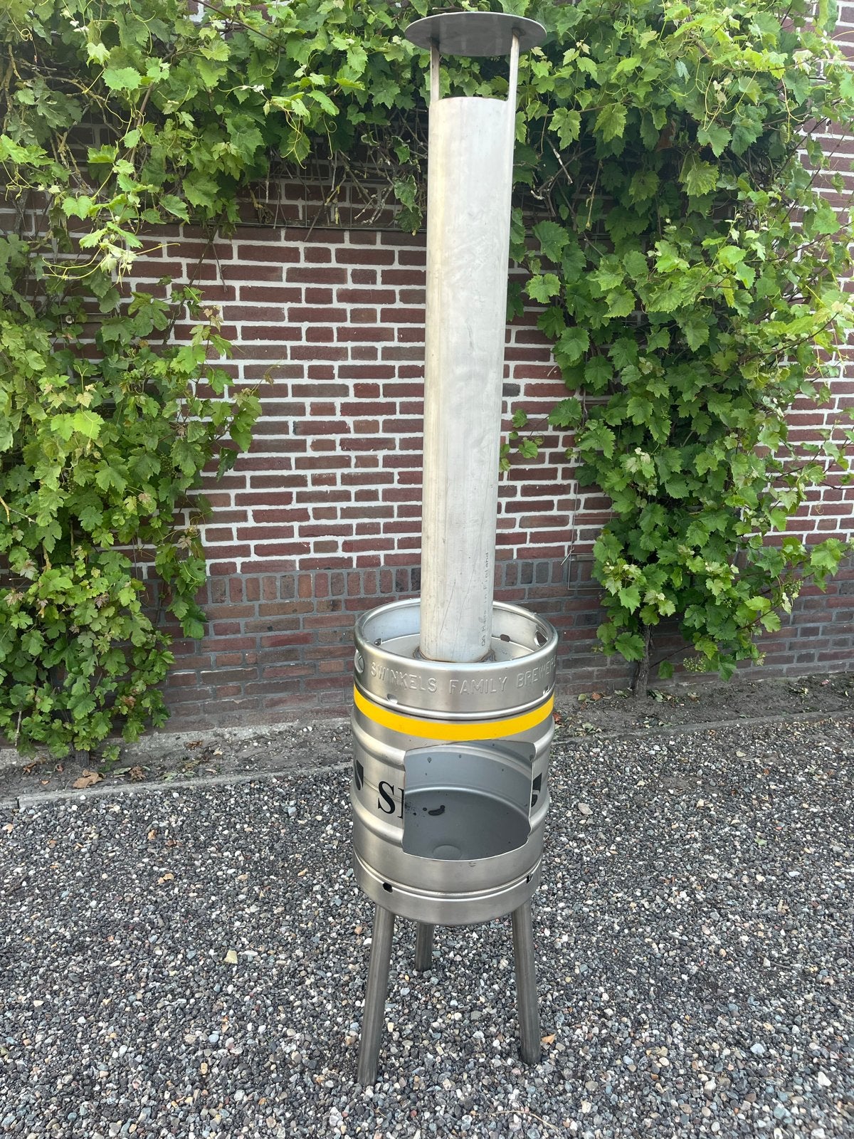 RVS-tuinkachel van bierfust - Uniek en duurzaam, Tuin en Terras, Ophalen of Verzenden, Gebruikt, Vuurton