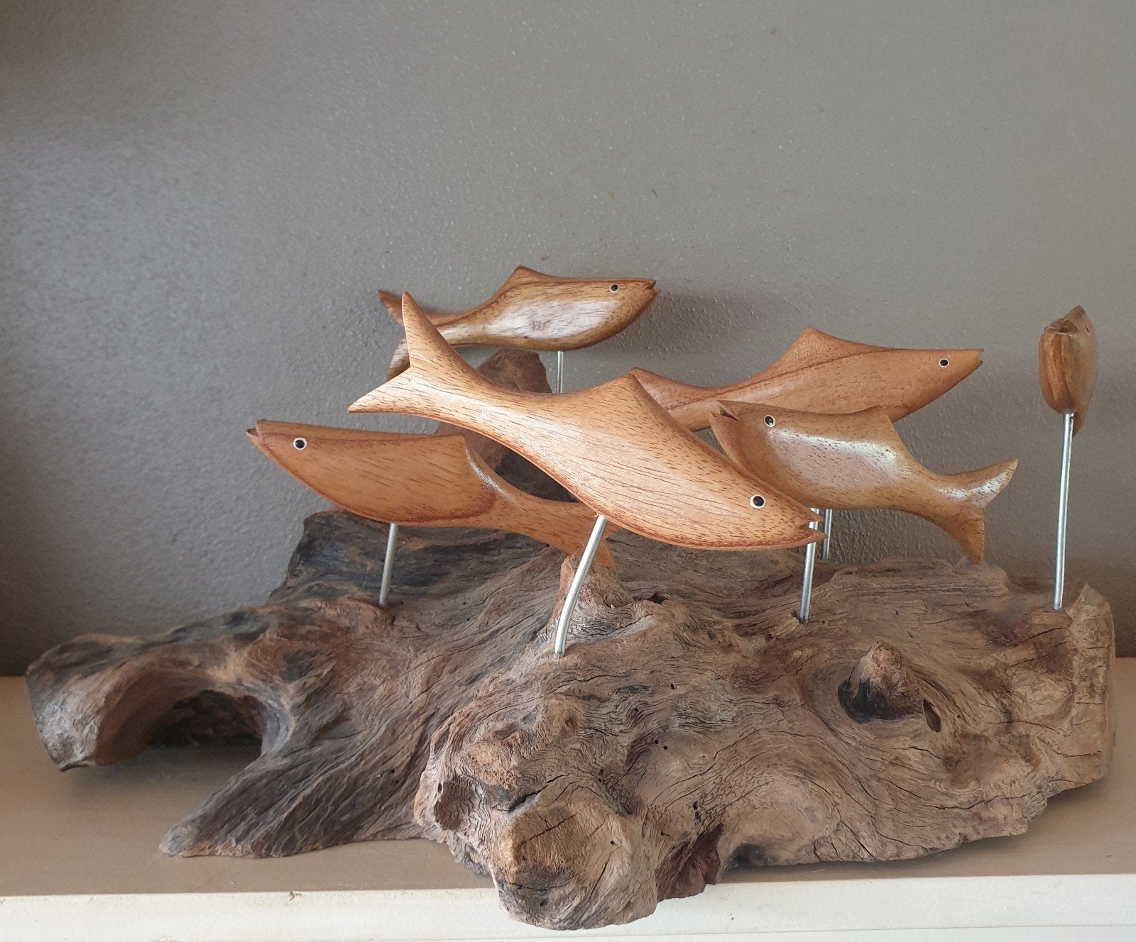 Houten ornament met vissen, Huis en Inrichting, Woonaccessoires | Overige, Ophalen of Verzenden