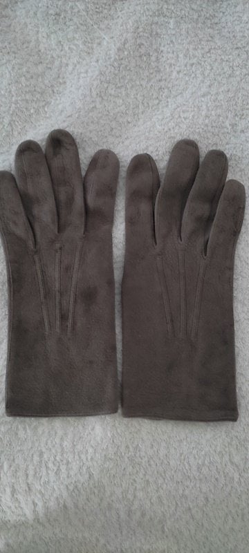 Grijs lederen handschoenen, maat S/M, Kleding | Dames, Mutsen, Sjaals en Handschoenen, Verzenden, Zo goed als nieuw, Maat 38/40 (M)