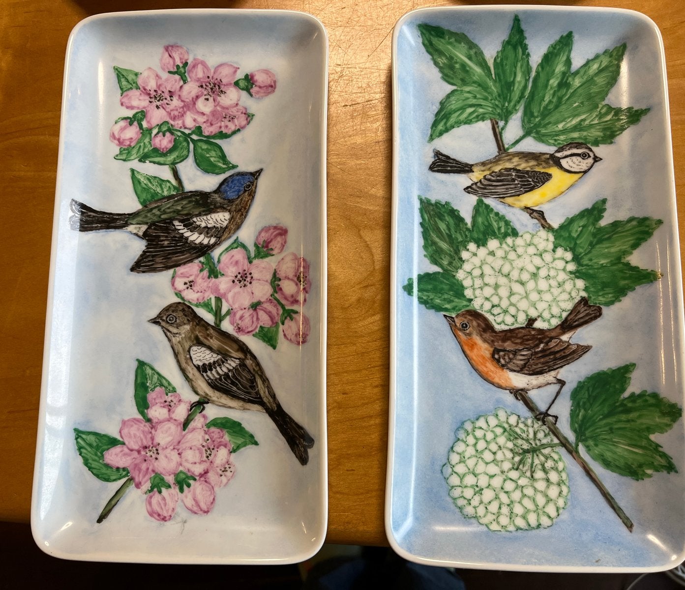 Handgeschilderde decoratieve schalen met vogels en bloemen, Ophalen