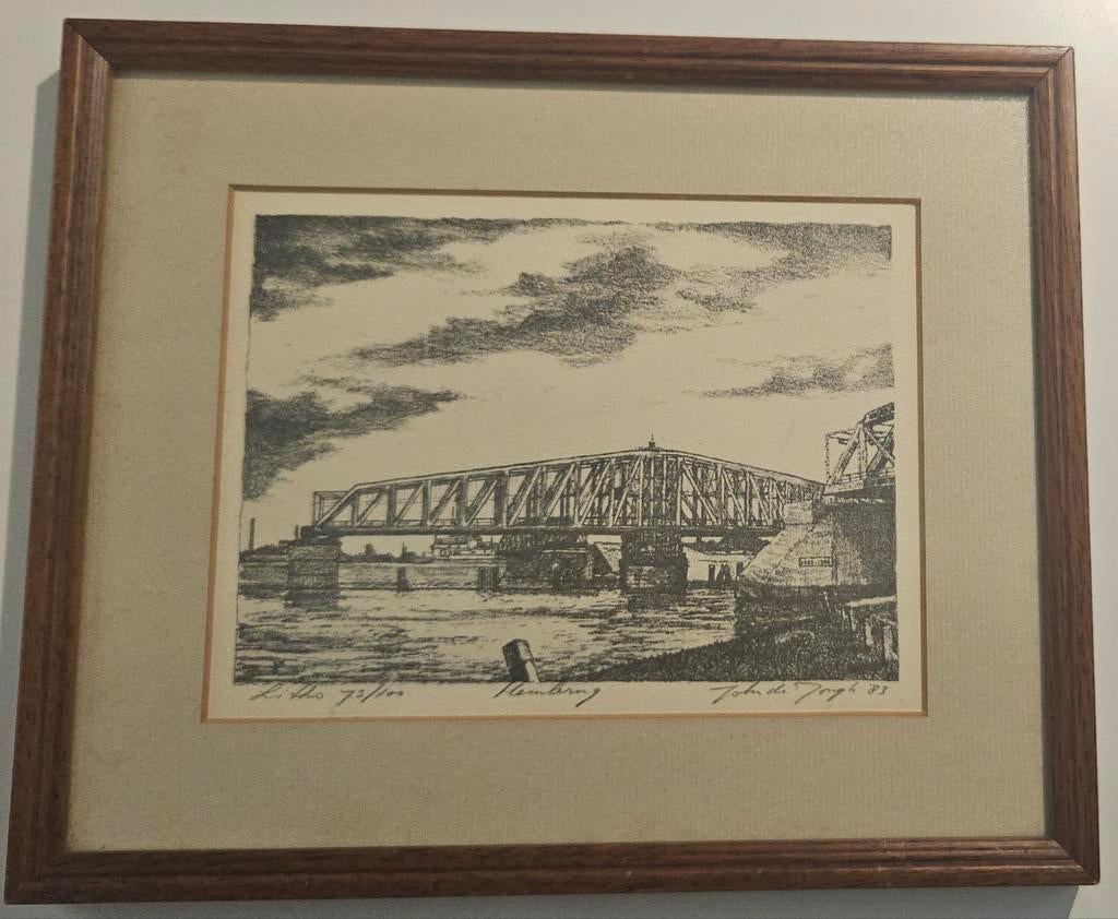 Originele lithografie John de Jongh, Antiek en Kunst, Ophalen of Verzenden