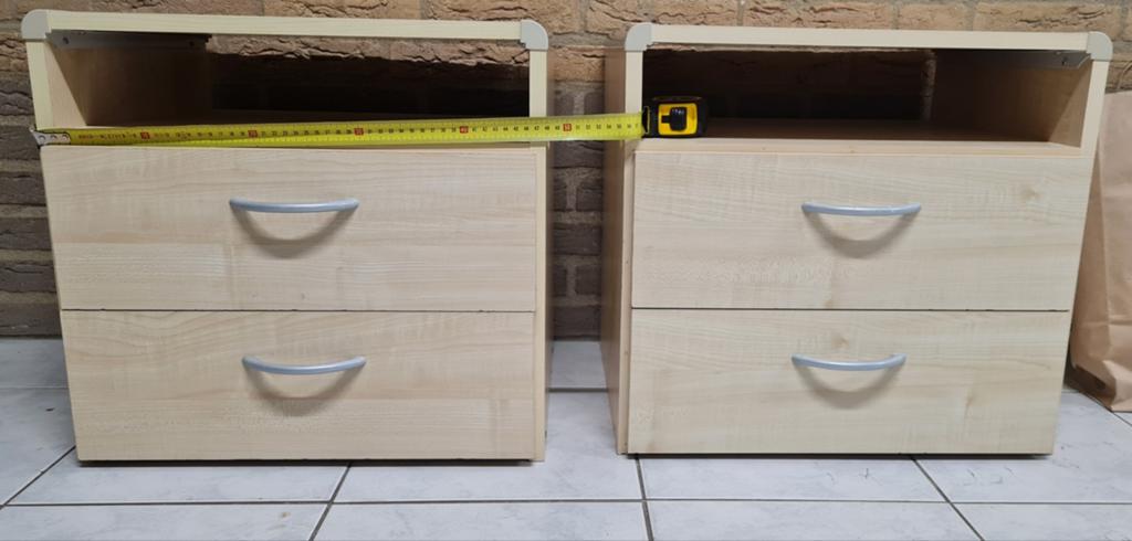 Set van 2 nachtkastjes/ladekastjes voor slaap-/werkkamer, Ophalen, Minder dan 50 cm, Gebruikt, 1 of 2 laden