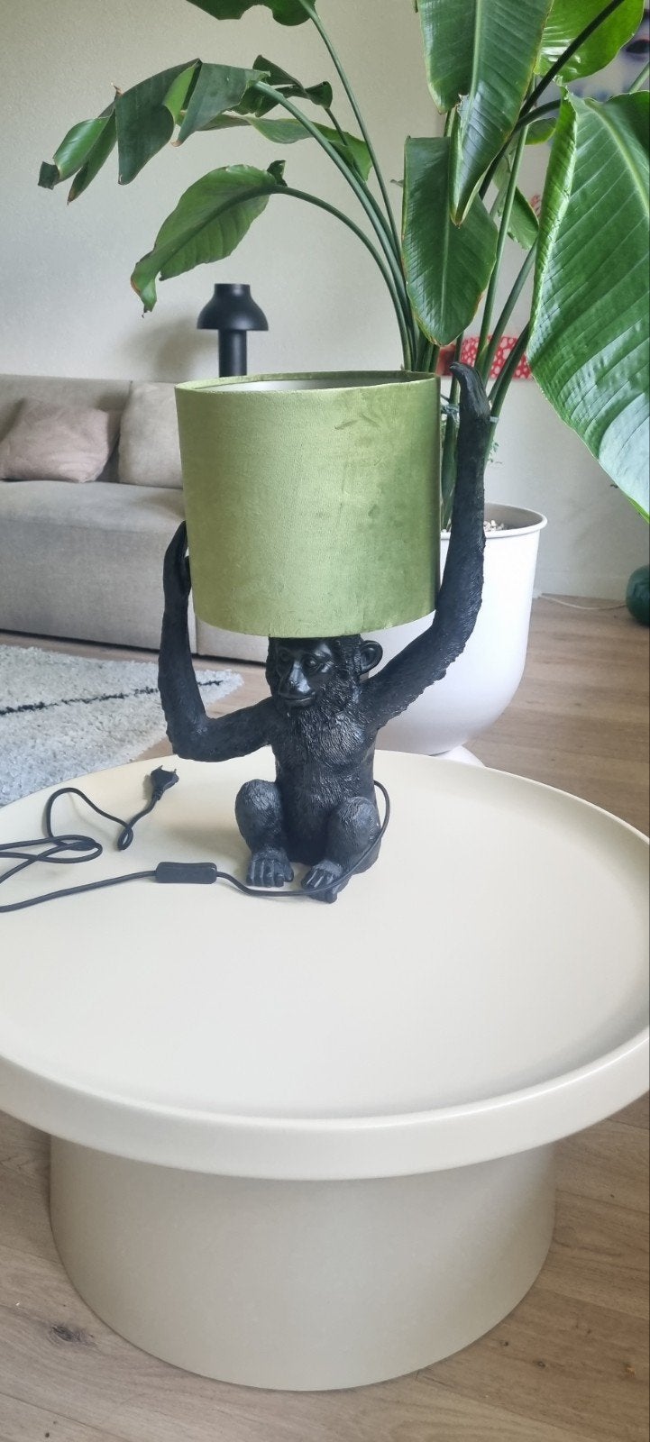 Light & Living nieuwe tafellamp Jungle - Aap met Groene Kap, Huis en Inrichting, Lampen | Tafellampen, Nieuw, Kunststof, Textiel