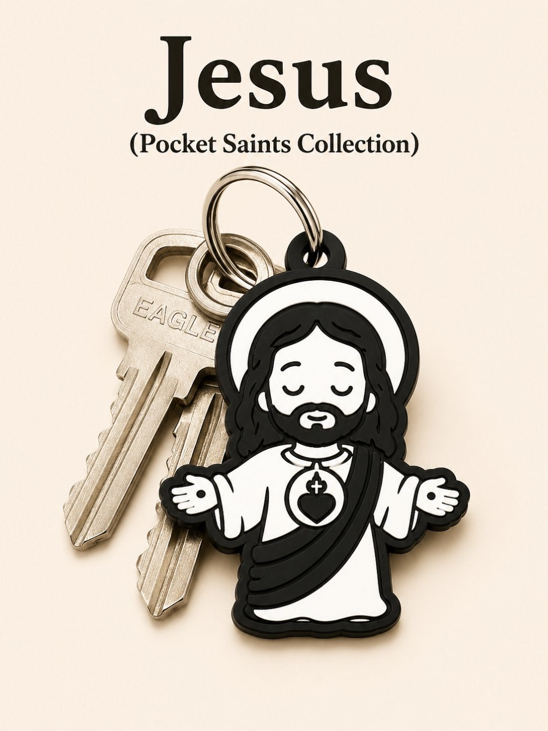 Jezus Sleutelhanger - Pocket Saints Collectie (per twee), Verzamelen, Religie, Ophalen of Verzenden, Nieuw, Overige typen, Christendom | Katholiek
