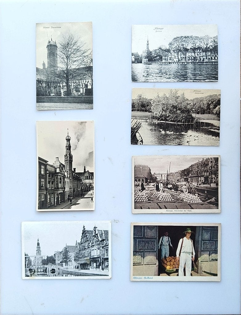 Kavel van 7 ansichtkaarten — Alkmaar, ca. 1900-1960., Ophalen of Verzenden, 1920 tot 1940, Gelopen, Noord-Holland