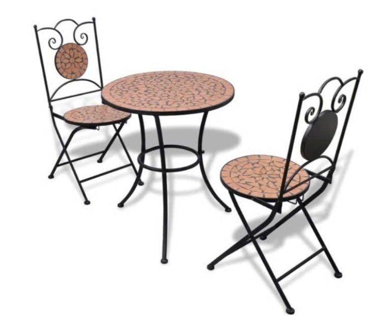 Bistroset keramische tegel terracotta 3 delig \nieuw/, Tuin en Terras, Ophalen, Nieuw, Overige materialen, Stoel