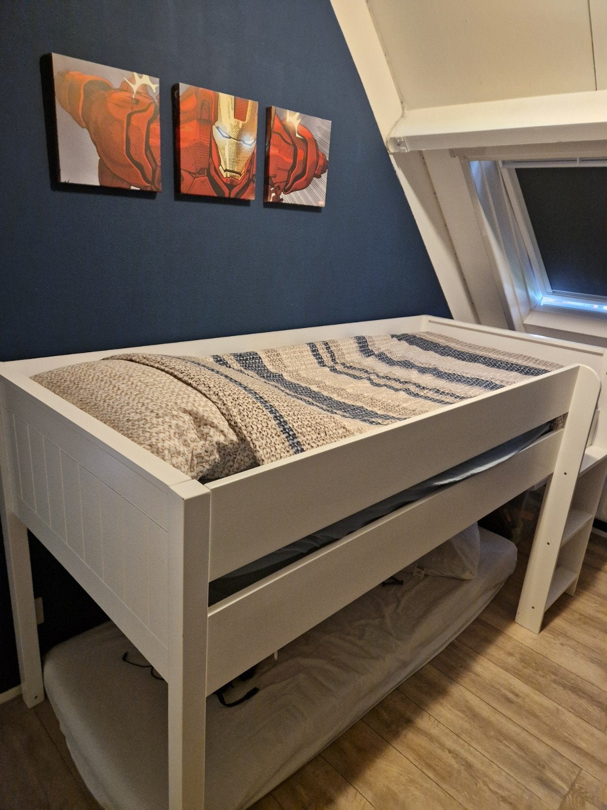 Halfhoogslaper Luka/Luna wit bed, Ophalen, Eenpersoons, 210 cm, Minder dan 160 cm