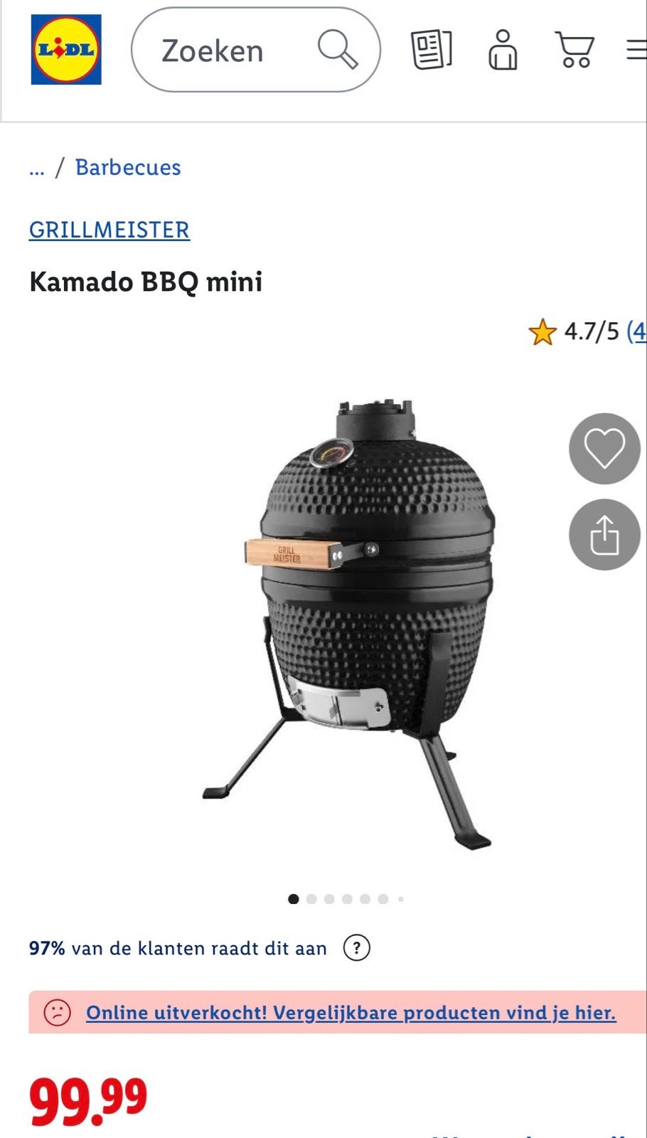 Bijna nieuwe Grillmeister Kamado BBQ Mini, Ophalen, Nieuw
