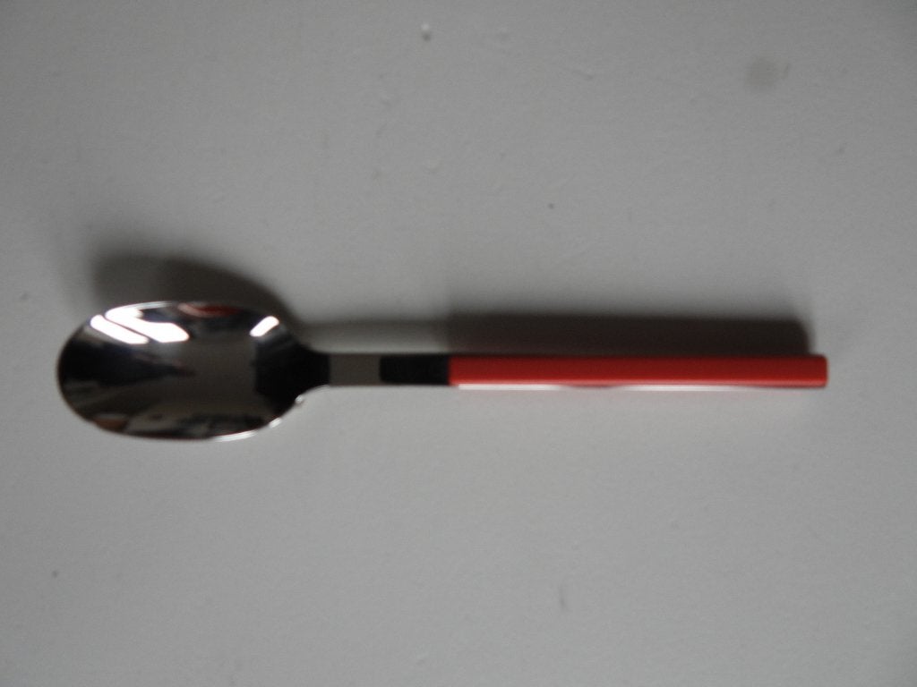 Sambonet lepel met rood heft, Verzenden, Rvs of Chroom