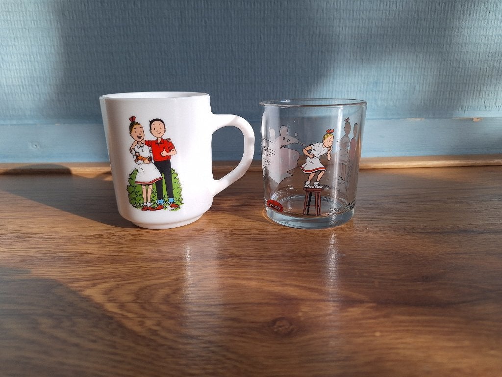 Beker en glas van Suske & Wiske, Ophalen of Verzenden, Zo goed als nieuw, Frisdrankglas