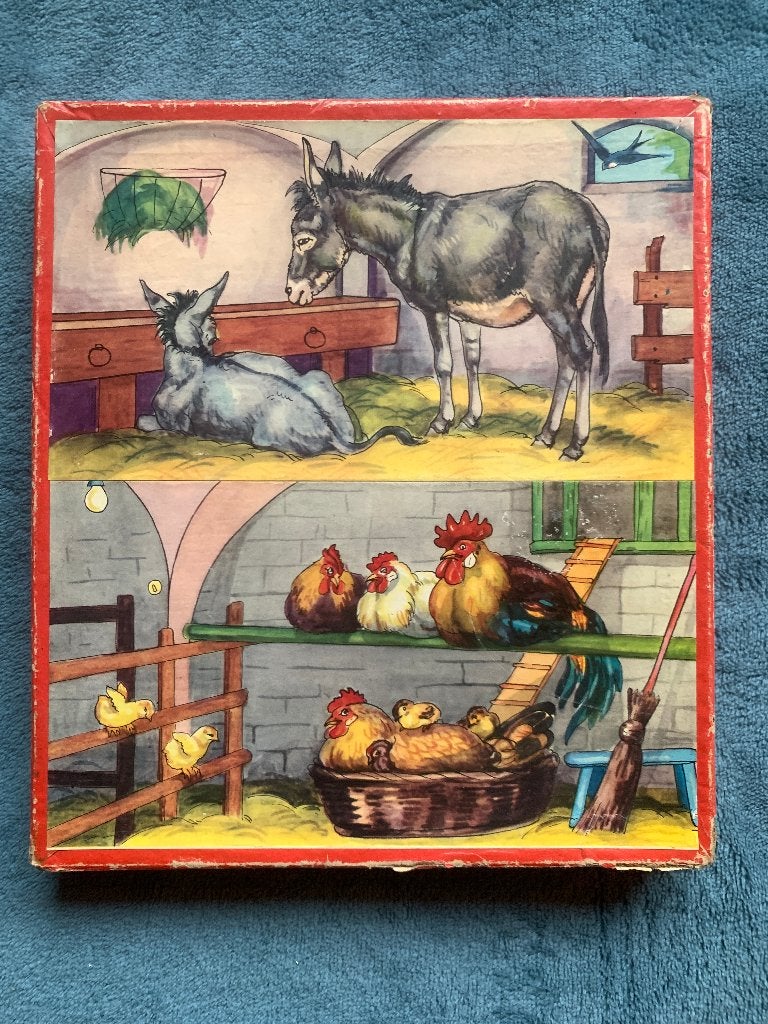 Oude Kolibri Jig-Saw Puzzel nr 427/2 Boerderijdieren 3-4 jr, Antiek en Kunst, Ophalen of Verzenden