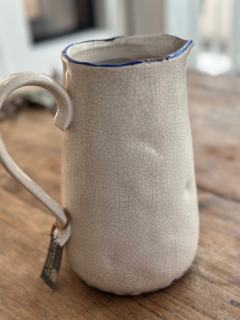 Te koop: originele BRYNXZ Aardewerk Schenkkan, Huis en Inrichting, Ophalen, Geschikt voor droogbloemen, Beige, Zo goed als nieuw