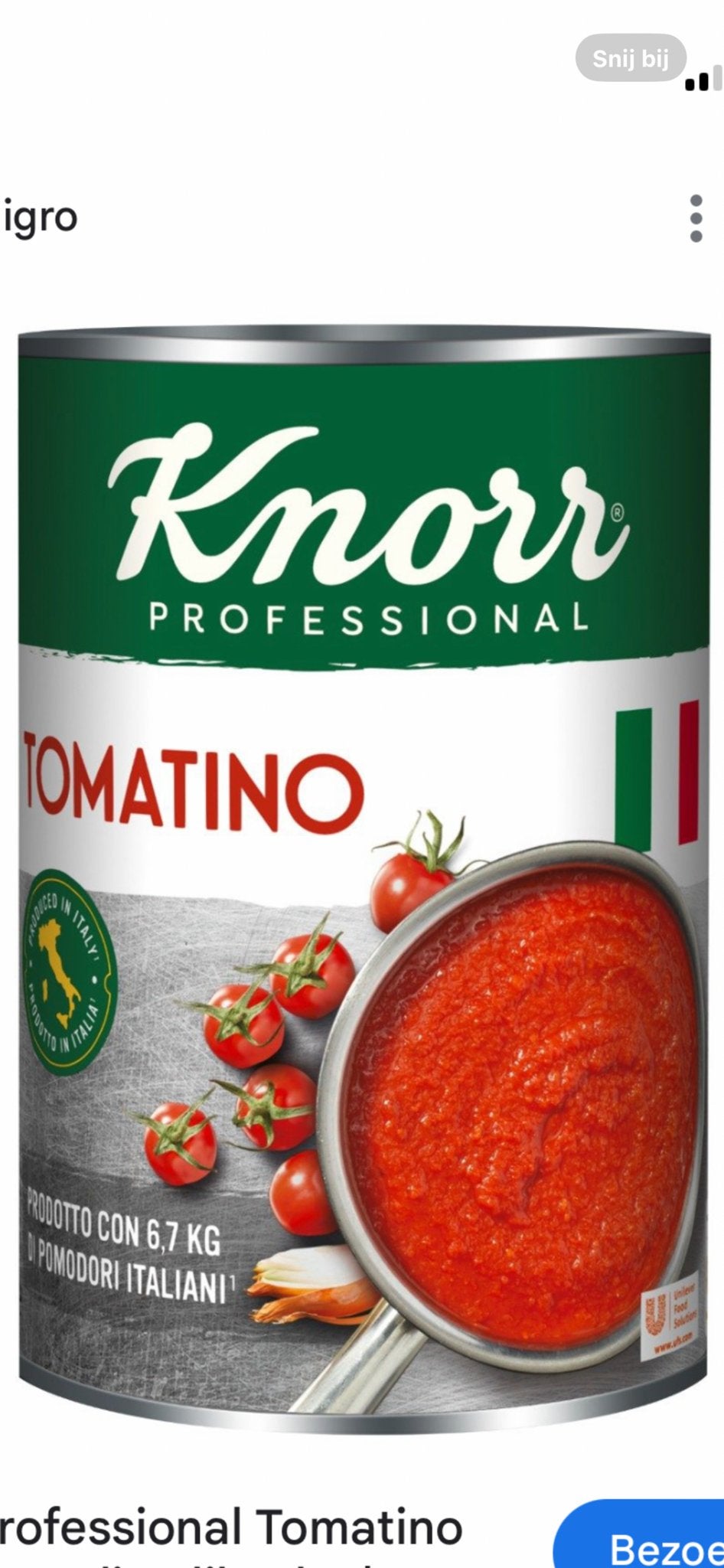150x Knorr Professional Tomatino Tomatenpuree 6,7 kg, Ophalen, Overige typen