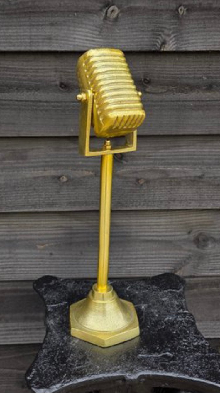 "Decoratief Ornament-Oude Microfoon-Goud", 45 cm, Goud, Object, Ophalen of Verzenden