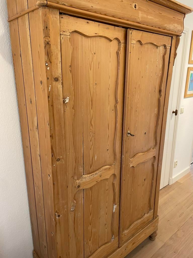 Antieke grenen linnen of kledingkast, Huis en Inrichting, Gebruikt, 100 tot 150 cm, 50 tot 75 cm, Antiek