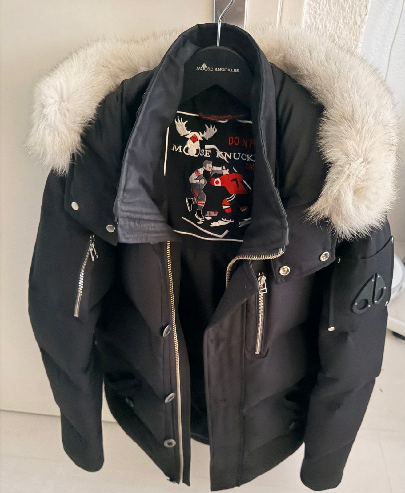 Moose Knuckles Winterjas Zwart met Bontkraag Maat M, Verzenden, Nieuw, Maat 48/50 (M), Zwart