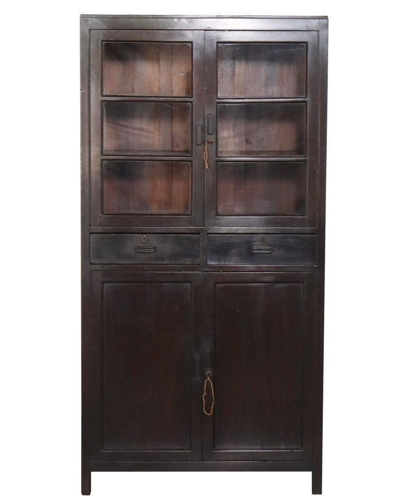 Antieke teakhouten buffetkast met lades, met donkere patina, Ophalen of Verzenden, Zo goed als nieuw, Hout