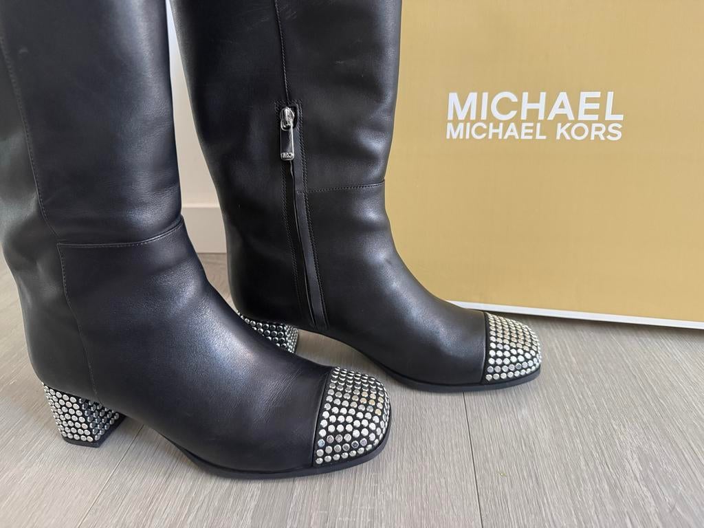 Michael Kors Leren Laarzen Zwart Maat 39 met Studs, Ophalen of Verzenden, Gedragen, Zwart, Hoge laarzen