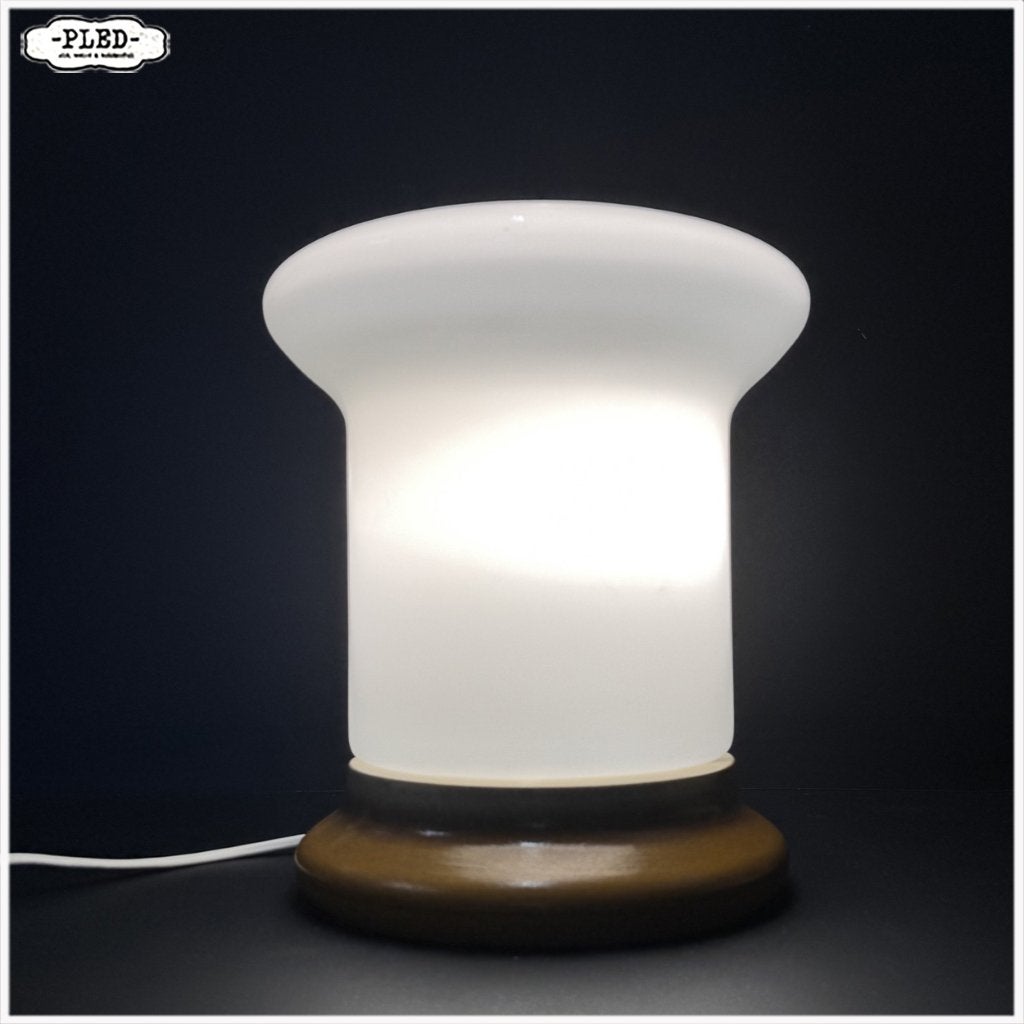 opaline tafellamp / aardewerk voet, Karel Volf, 1970s, Wit, Overige merken, Gebruikt, E27 (groot)