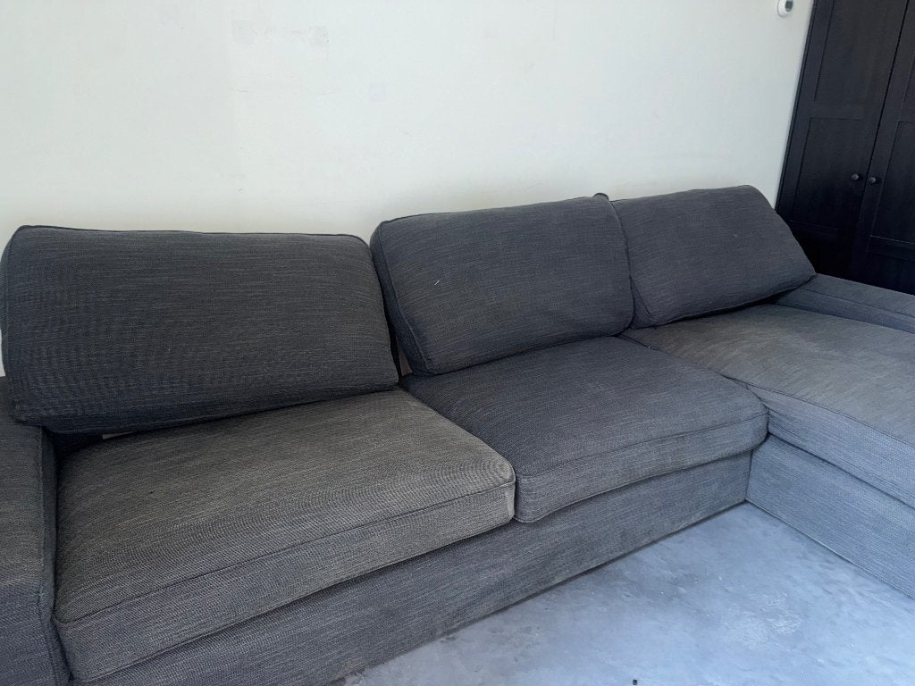 Mooie 4-zitsbank met chaise longue, Huis en Inrichting, Banken | Bankstellen, Ophalen, 250 tot 300 cm, Gebruikt, 100 tot 125 cm