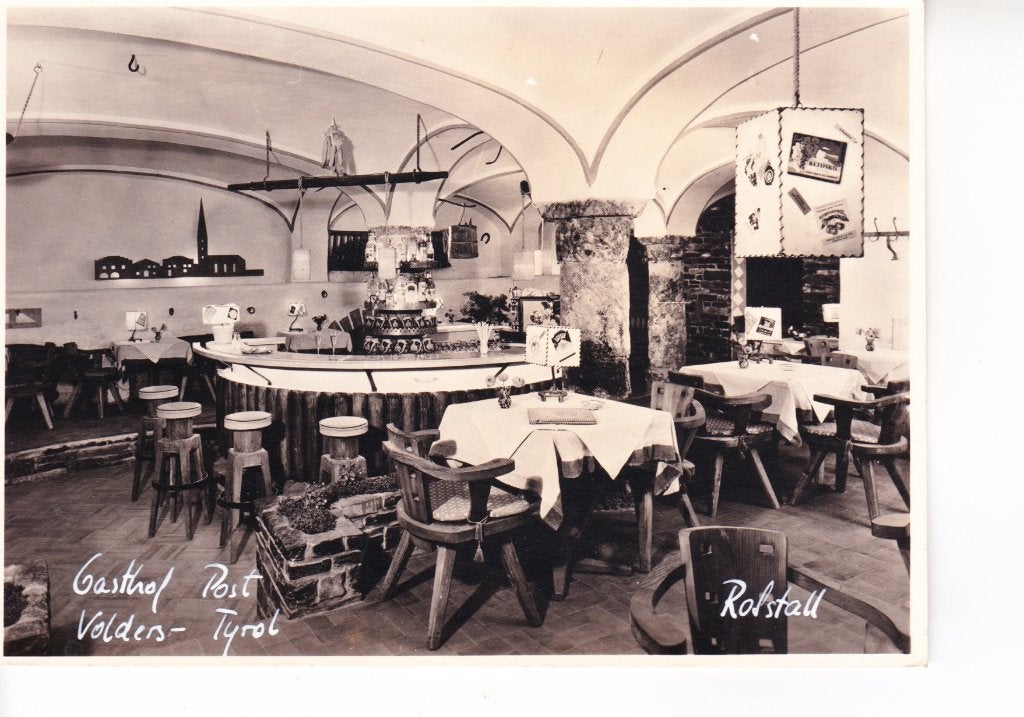 Fotokaart,- Wijnkelder van Gasthof,,Post'' VOLDERS-Tyrol. 7-, Ophalen of Verzenden, 1940 tot 1960, Gelopen, Oostenrijk