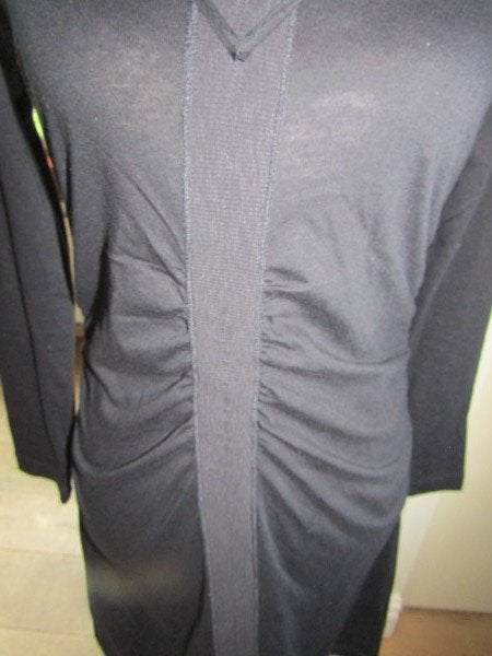 F1049 Sandwich mt S jurk donkerblauw tricot gedrapeerd, Zo goed als nieuw, Maat 36 (S), Sandwich, Boven de knie