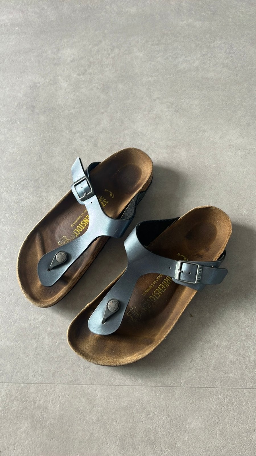 Birkenstock maat 37 metallic donkerblauw, Kleding | Dames, Schoenen, Verzenden, Nieuw, Blauw, Sandalen of Muiltjes