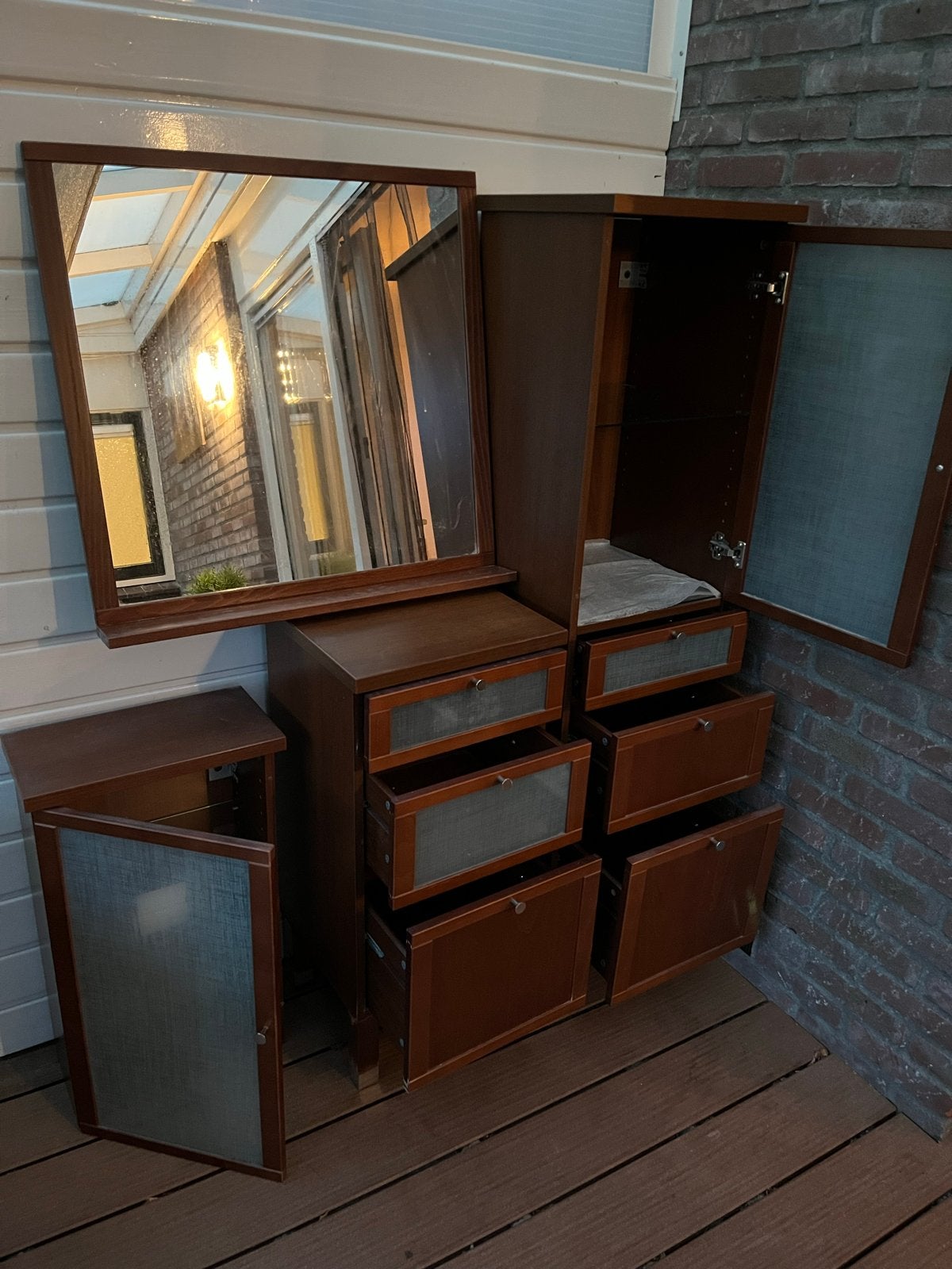 Set badkamer kasten en spiegel, Ophalen, (Half)hoge kast, Minder dan 50 cm, Gebruikt
