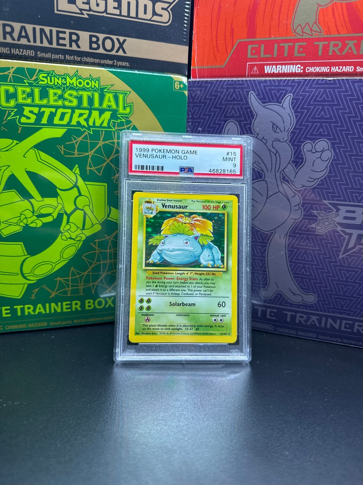 Venusaur Base set Holo PSA 9 MINT, Ophalen of Verzenden, Zo goed als nieuw, Losse kaart, Foil