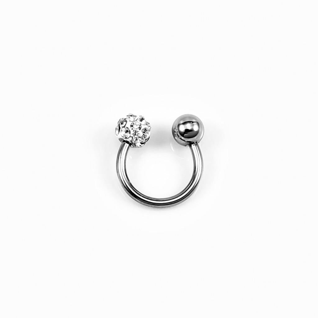 RVS Hoefijzer + Strass Bolletje Piercing Neus Septum Tragus, Staal, Birgitta-Gracht 33, 6465 EL Kerkrade, Nederland, Verzenden