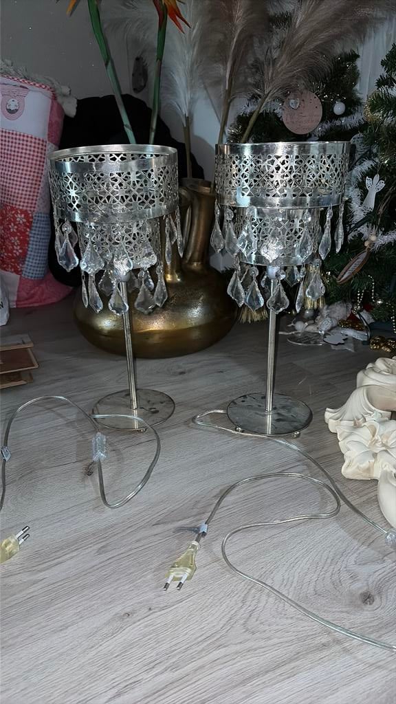 2x bling bling tafel lampen, Ophalen of Verzenden, Zo goed als nieuw, Overige materialen, Minder dan 25 cm