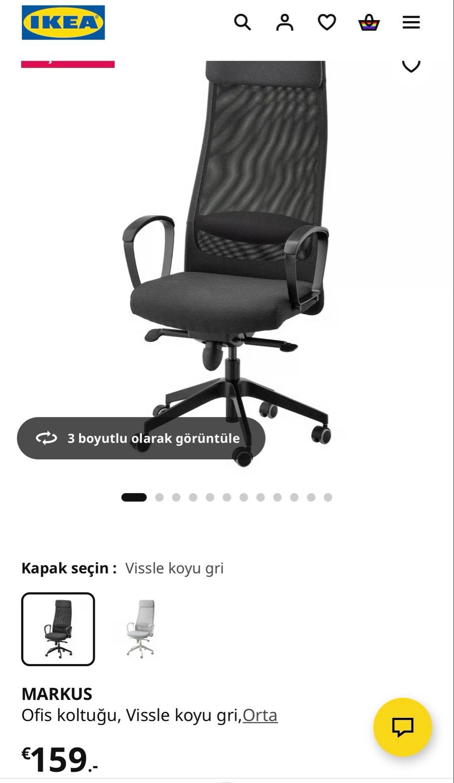 Ikea Markus bureaustoel - Zwart, zo goed, Huis en Inrichting, Zwart, Ophalen of Verzenden, Zo goed als nieuw, Bureaustoel