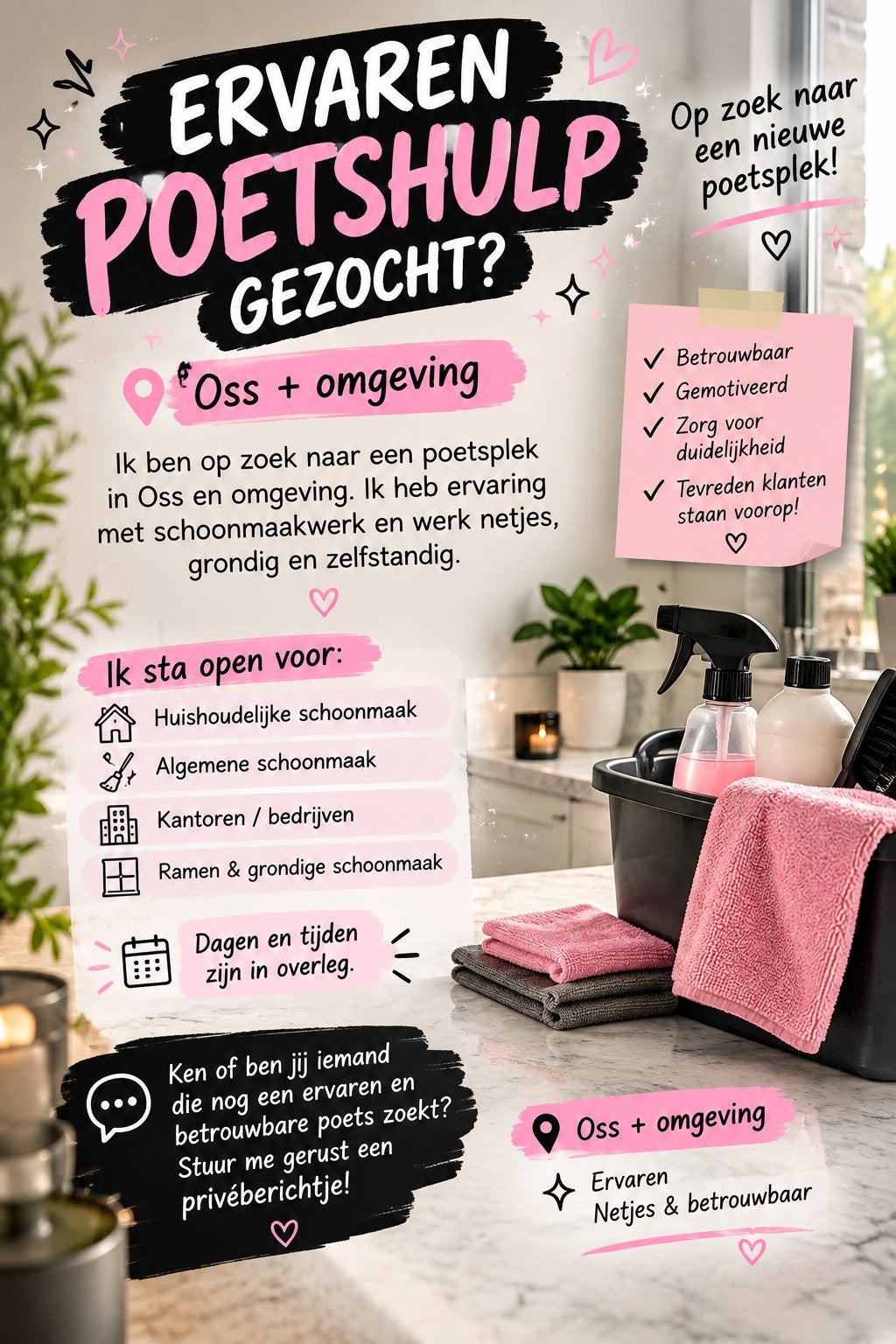 Poetsplek gezocht, Vacatures, Vanaf 10 jaar, Overige vormen, Geschikt als bijbaan